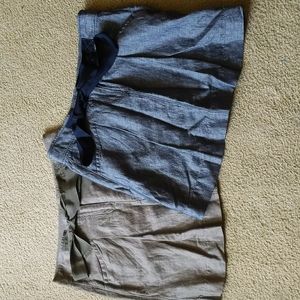 Loft Linen Cotton Bundle of Two Skirts Blue and Green Size 6